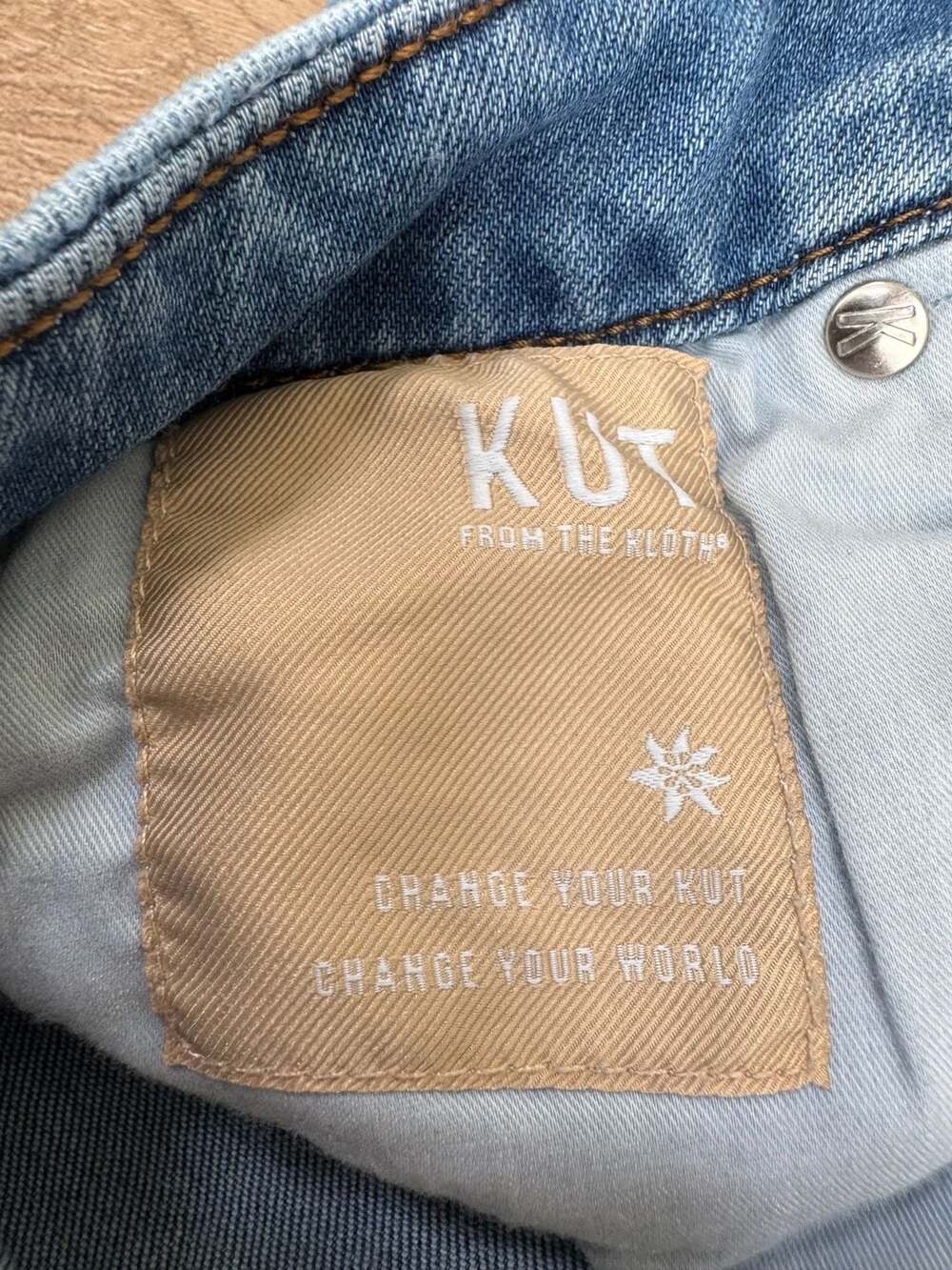 KUT from the Kloth Meg Fab Ab High Rise Wide Leg Raw Hem Jeans Size 0 Blue - Picture 6 of 15